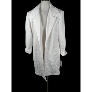 NWT Women's Calvin Klein Suits White Textured Open Front Blazer Jacket Size 8